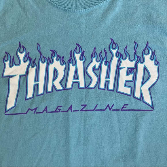 Thrasher Magazine Logo Baby Blue T Shirt - Picture 2 of 9